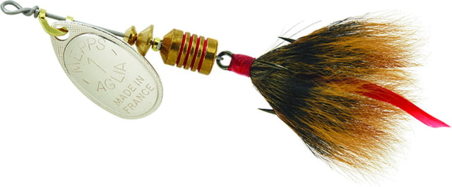 Mepps Aglia In-Line Spinner 1/8 oz Dressed Treble Hook Hot Fire Tiger Blade & Brown Tail B1ST HFT-BR