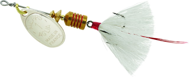 Mepps Aglia In-Line Spinner 1/8 oz Dressed Treble Hook Silver Blade & White Tail B1ST S-W