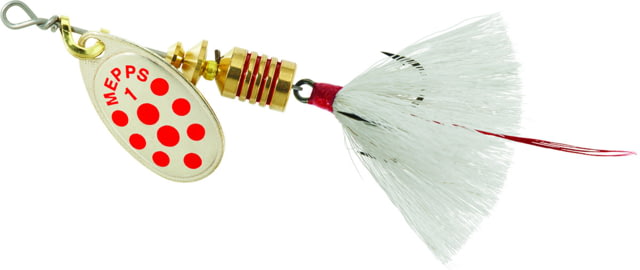 Mepps Aglia In-Line Spinner 1/8 oz Dressed Treble Hook Silver/Red Dot Blade/White Tail B1ST SRD-W