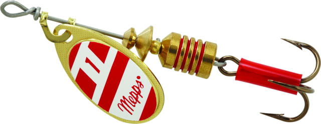 Mepps Aglia In-Line Spinner 1/8 oz Plain Treble Hook Gold/Red/White Blade B1 G/RW