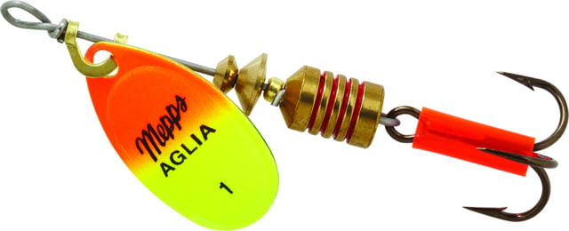 Mepps Aglia In-Line Spinner 1/8 oz Plain Treble Hook Hot Orange & Chartreuse Blade B1 HOC
