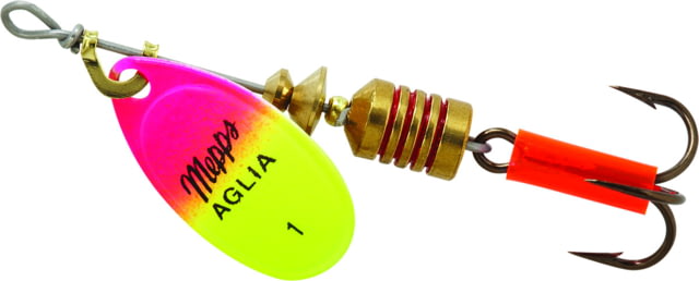 Mepps Aglia In-Line Spinner 1/8 oz Plain Treble Hook Hot Pink & Chartreuse Blade B1 HPC