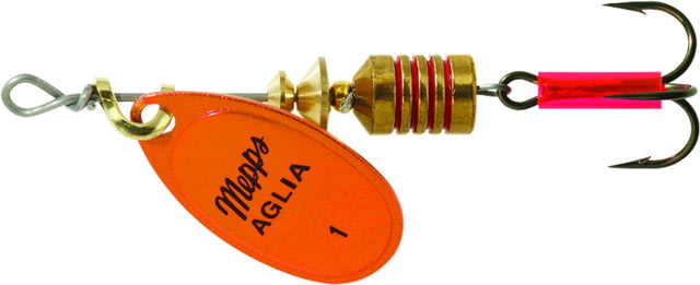 Mepps Aglia In-Line Spinner 1/8 oz Plain Treble Hook Orange & Platinum Blade B1 OP