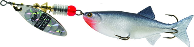 Mepps Aglia Long Mino In-Line Spinner 2 1/4in 1/4 oz Rainbow Scale Blade with Shad Mino Tail AL1M S/RS