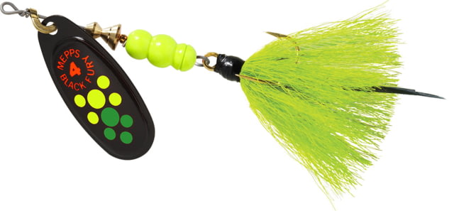 Mepps Black Fury In-Line Spinner 1/3 oz Dressed Treble Hook Hot Firetiger Blade with Chartreuse Tail BF4T HFT