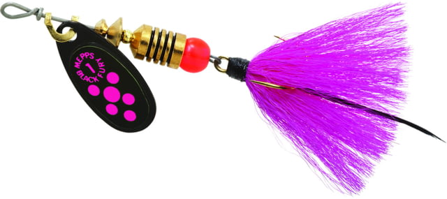Mepps Black Fury In-Line Spinner 1/8 oz Dressed Treble Hook Pink Dot Blade with Pink Tail BF1T PK