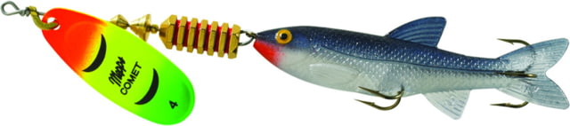 Mepps Comet Mino In-Line Spinner 3in 7/16 oz Hot Firetiger Blade with Shad Mino Floating C4M HFT