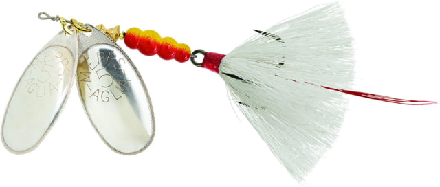Mepps Double Blade Aglia In-Line Spinner 11/16 oz Dressed Treble Silver/Silver Blades/White Tail