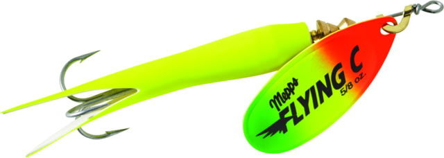 Mepps Flying C In-Line Spinner 3 1/4in 5/8 oz Treble Hook Hot Firetiger Blade & Hot Chartreuse Sleeve FC58 HC-HFT