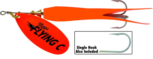 Mepps Flying C In-Line Spinner 3 1/4in 5/8 oz Treble/Single Hook Hot Orange Blade & Sleeve FC58TP HO-HO