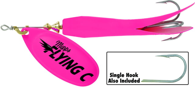 Mepps Flying C In-Line Spinner 3 1/4in 5/8 oz Treble/Single Hook Hot Pink Blade & Hot Pink Sleeve FC58TP HP-HP