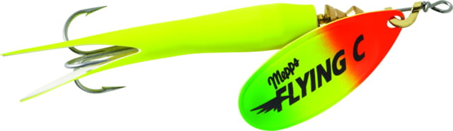 Mepps Flying C In-Line Spinner 4 3/4in 7/8 oz Treble Hook Hot Firetiger Blade & Hot Chartreuse Sleeve FC78 HC-HFT