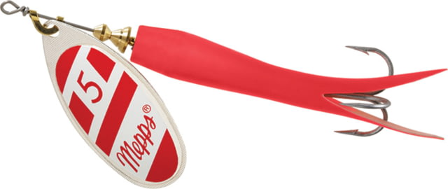 Mepps Flying C In-Line Spinner 4 3/4in 7/8 oz Treble Hook Silver/Red/White Blade/Red Sleeve