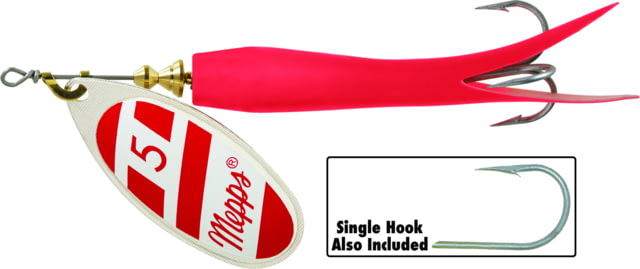 Mepps Flying C In-Line Spinner 4 3/4in 7/8 oz Treble/Single Hook Silver/Red/White Blade & Red Sleeve FC78TP RD-S/RW