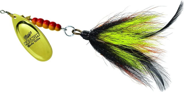 Mepps Magnum Musky Killer In-Line Spinner Dressed Treble Gold Blade With Black/Orange/Yellow Tail 6in 1 1/4oz MBM G-BOY