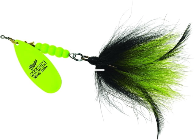 Mepps Magnum Musky Killer In-Line Spinner Dressed Treble Hot Chartreuse Blade With Black & Chartreuse 6in 1 1/4oz MBM HC-BC