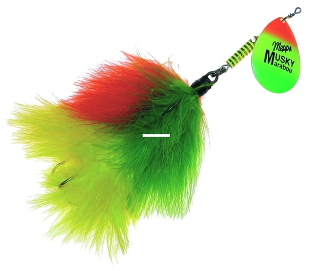 Mepps Musky Marabou In-Line Spinner 5/0 Treble Hook Hot Firetiger Blade With Firetiger Tail 1 1/4oz MM7T HFT-FT