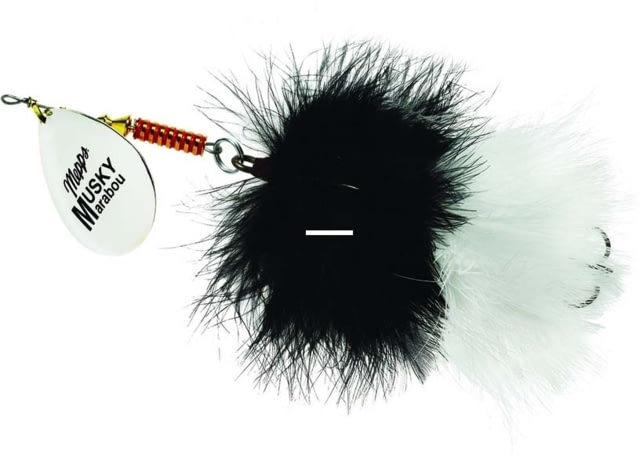 Mepps Musky Marabou In-Line Spinner 5/0 Treble Hook Silver Blade With Black & White Tail 1 1/4oz MM7T S-BW