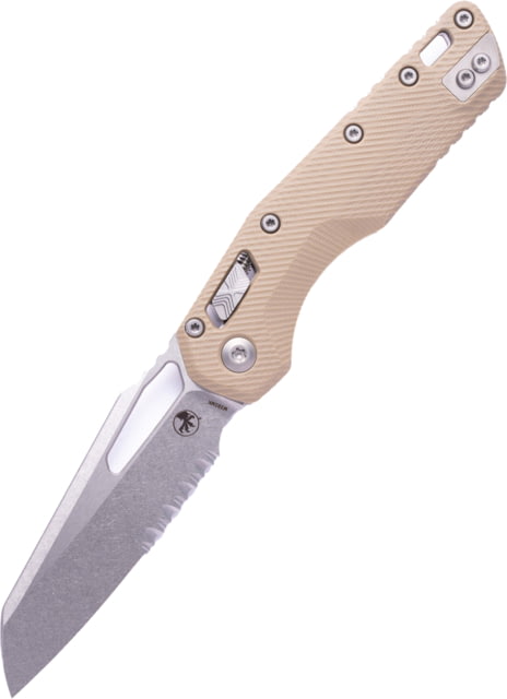 Microtech Microtech MSI S/E Fluted G-10 Stonewash Partial Serrated 3.88in Folding Knife Tan