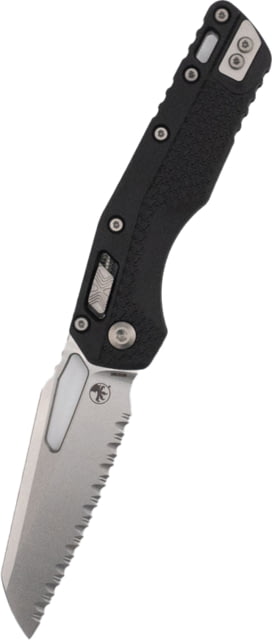 Microtech MSI S/E Tri-Grip Injection Molded Stonewash Full Serrate 3.88in Folding Knife Black