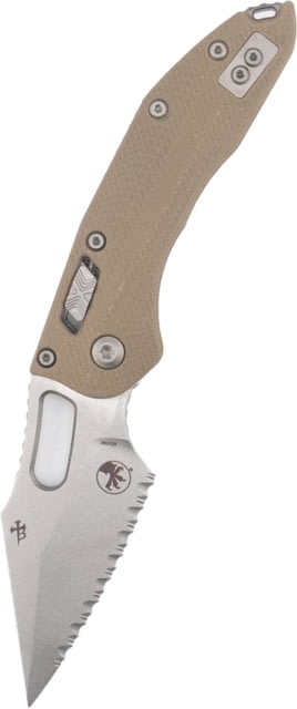 Microtech Microtech Stitch Ram Lok S/E Stonewash Full Serrate Fluted G-10 3.71in Folding Knife Tan