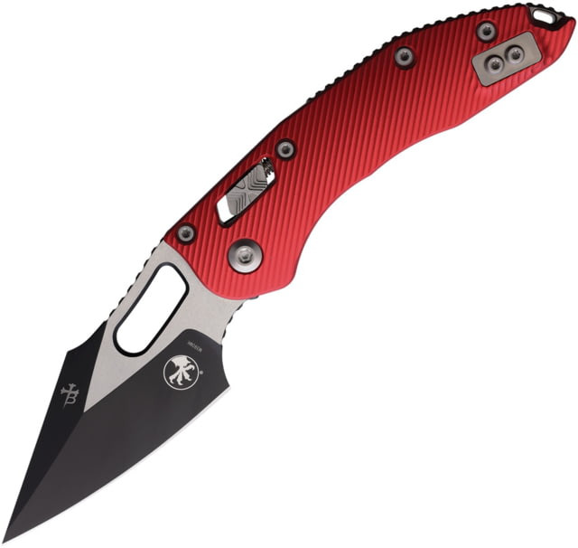 Microtech Stitch S/E Standard Fluted 3.71in Folding Knife Aluminum Red/Black