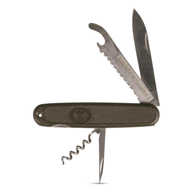 MIL-TEC German Army Pocket Assisted Opening Folding Knife. 2.5in Stainless Steel OD Plastic