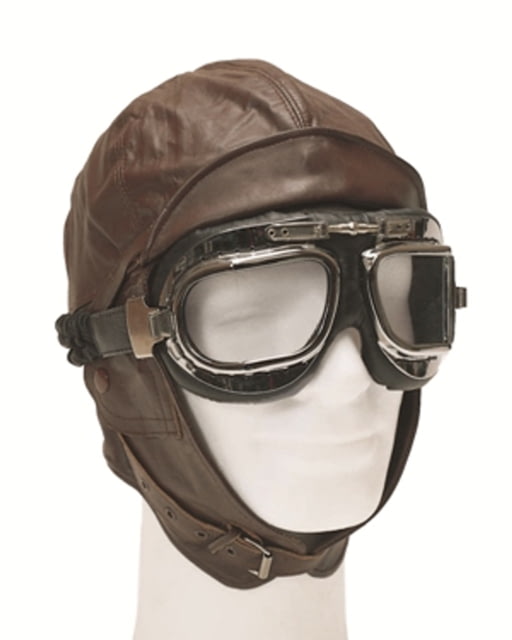 MIL-TEC Leather Aviation Helmet Brown Medium