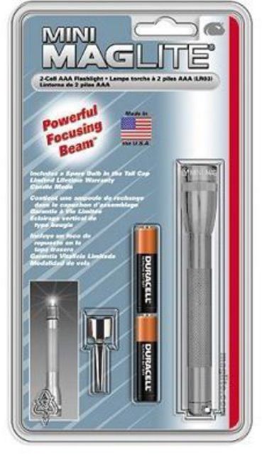 MagLite Mini 2 Cell AAA Incandescent Flashlight Gray Pewter Blister Pack