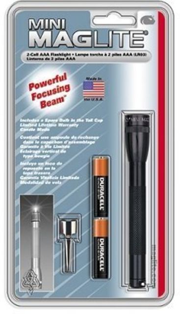 MagLite Mini 2 Cell AAA Incandescent Flashlight Black Blister Pack