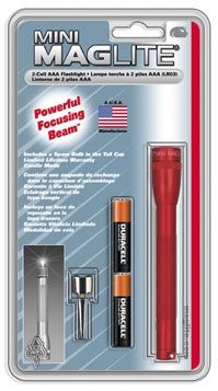 MagLite Mini 2 Cell AAA Incandescent Flashlight Red Blister Pack