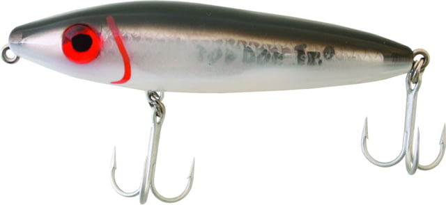 Mirrolure Top Dog Jr. Rattling Surface Walker 4" 3/4 oz Black Back/White Belly/Silver Scale