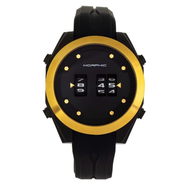 Morphic M76 Series Drum-Roll Strap Watch Black/Gold One Size