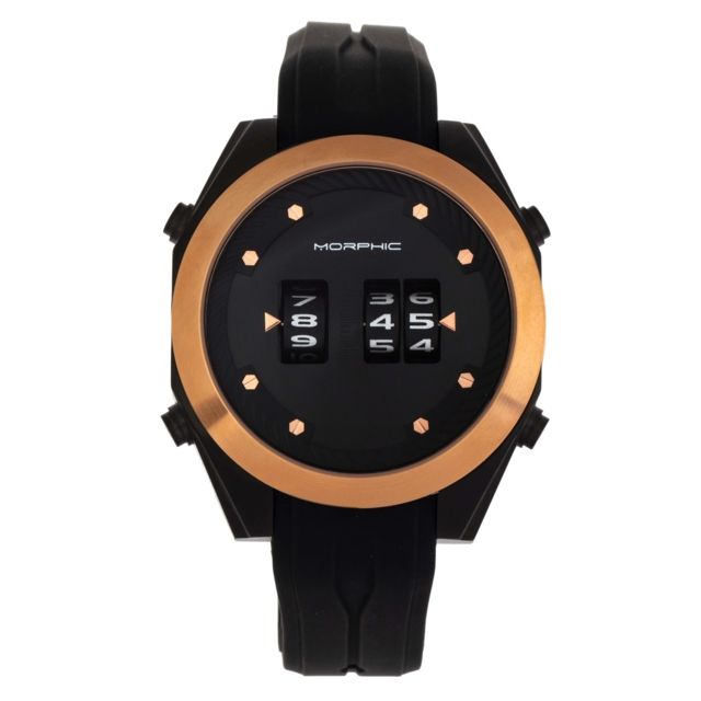 Morphic M76 Series Drum-Roll Strap Watch Black/Rose Gold One Size