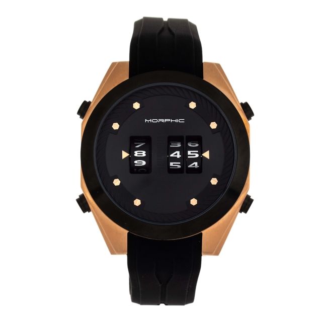 Morphic M76 Series Drum-Roll Strap Watch Rose Gold/Black One Size