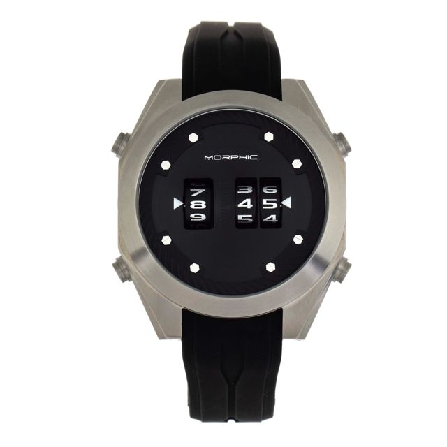 Morphic M76 Series Drum-Roll Strap Watch Silver/Black One Size