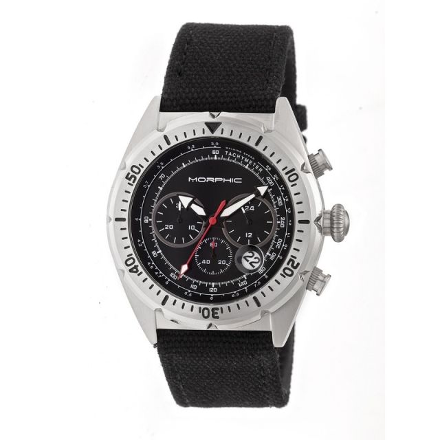 Morphic Mens M53 Series Leather-Band Watch Black