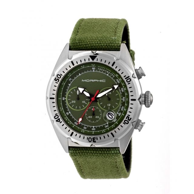 Morphic Mens M53 Series Leather-Band Watch Olive