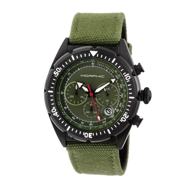 Morphic Mens M53 Series Leather-Band Watch Olive