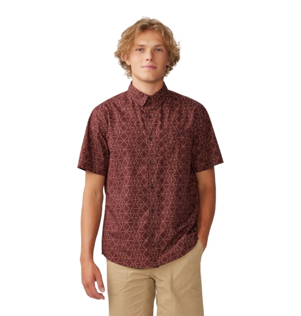 Mountain Hardwear Big Cottonwood Short Sleeve Shirt – Men’s Washed Raisin Dot Geo Print Large
