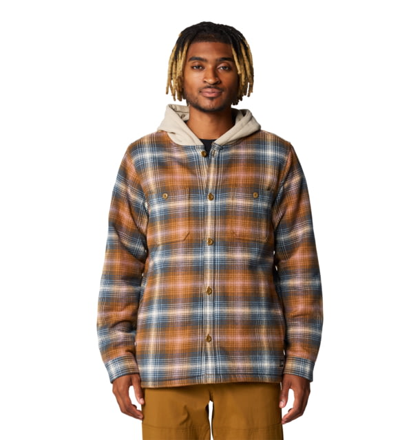 Mountain Hardwear Plusher Microchill Lined Shirt - Men's Golden Brown Ombre Buffalo Check Print Large