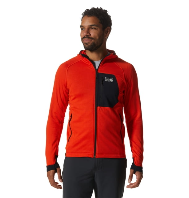 Mountain Hardwear Polartec Power Grid Full Zip Hoody - Men's Extra Large State Orange  Orange-XL