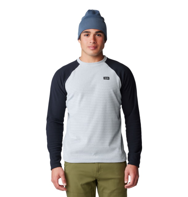 Mountain Hardwear Summit Grid Long Sleeve Crew - Men's Glacial/Black Large