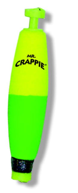 Mr. Crappie Slippers Cigar Slip Floats Weighted 2 Pack Yellow/Green 2in