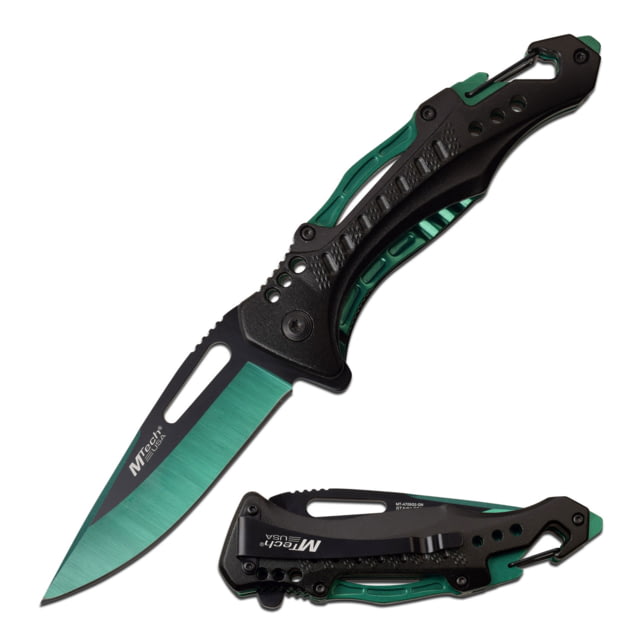 Mtech Drop Point Spring Assisted Knife w/Bottle Opener 3.5 in 3Cr13 Stainless Steel Stainless Steel Black/Green