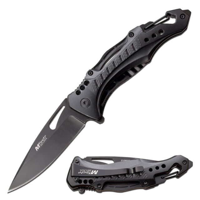 Mtech Drop Point Spring Assisted Knife w/Bottle Opener 3.75 in 3Cr13 Stainless Steel Stainless Steel Black