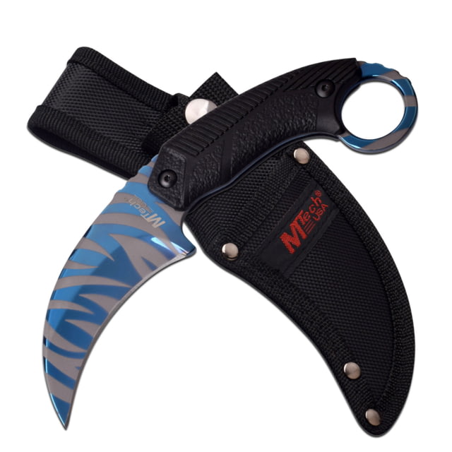 Mtech Hawkbill Fixed Blade Knife 3.5 in 3Cr13 Stainless Steel Stainless Steel Black/Blue/Grey
