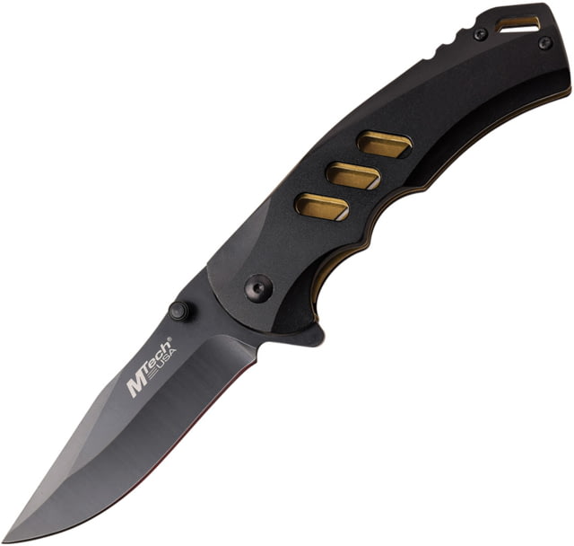 Mtech Linerlock A/O Folding Knife 3.5" black finish 3Cr13 stainless blade Black anodized aluminum handle