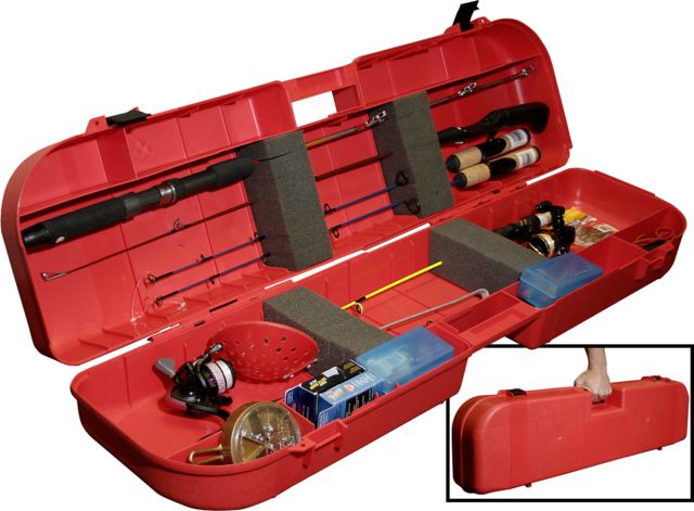 MTM Ice Fishing Rod Box Holds 8 Plus Accessories Red