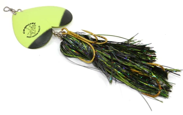 Musky Mayhem Double Cowgirl Musky Spinner 7/0 Hooks Black Chartreuse/Chartreuse 10in 2.8oz